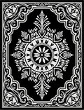 Intricate White Black Foliate Panel Rug