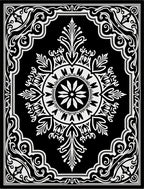 Intricate White Black Foliate Panel Rug