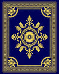 Golden Baroque Medallion Navy Rug