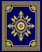 Golden Baroque Medallion Navy Rug