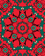 Crimson Teal Mandala Floral Radiance Rug