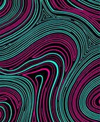 Vibrant Cyan Pink Swirling Lines Rug