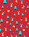 Red Blue Green Star Christmas Trees Rug