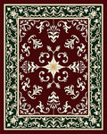 Deep Red Floral and Scroll Medallion Rug