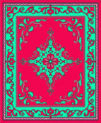 Whimsical Coral Teal Medallion Rug