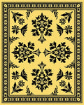 Golden Black Baroque Floral Medallion Rug