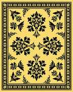 Golden Black Baroque Floral Medallion Rug