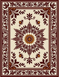 Crimson Floral Sunburst Border Rug