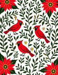 Crimson Cardinal Poinsettia Garden Scene Rug