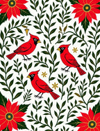 Crimson Cardinal Poinsettia Garden Scene Rug
