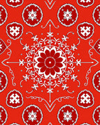 Vivid Red Floral Medallion Mandala Rug