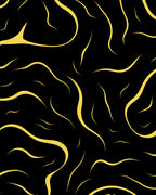 Bold Gold Swirls Black Abstract Rug