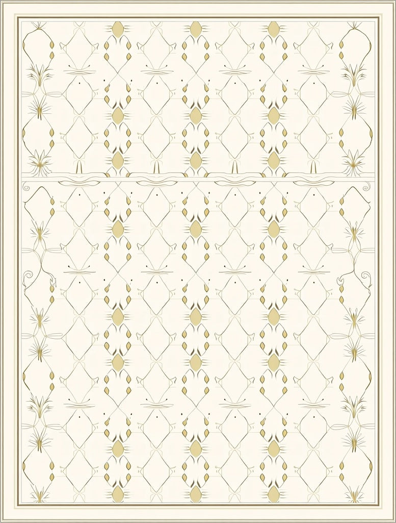 Pale Gold Lattice Vine Medallion Rug