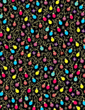 Colorful Holiday Lights Garland Black Rug
