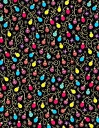 Colorful Holiday Lights Garland Black Rug