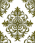 Olive Green Vintage Floral Scroll Rug