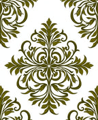Olive Green Vintage Floral Scroll Rug