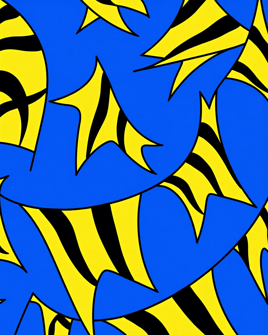 Bold Blue Yellow Striped Forms Rug