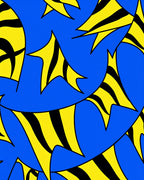 Bold Blue Yellow Striped Forms Rug