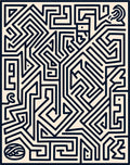 Bold Navy Maze Linear Rug