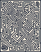 Bold Navy Maze Linear Rug