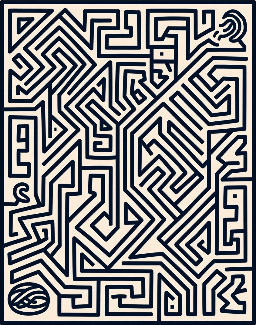 Bold Navy Maze Linear Rug