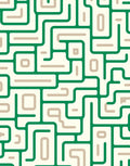 Abstract Green Maze Geometric Rug