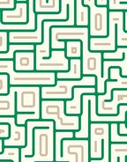 Abstract Green Maze Geometric Rug