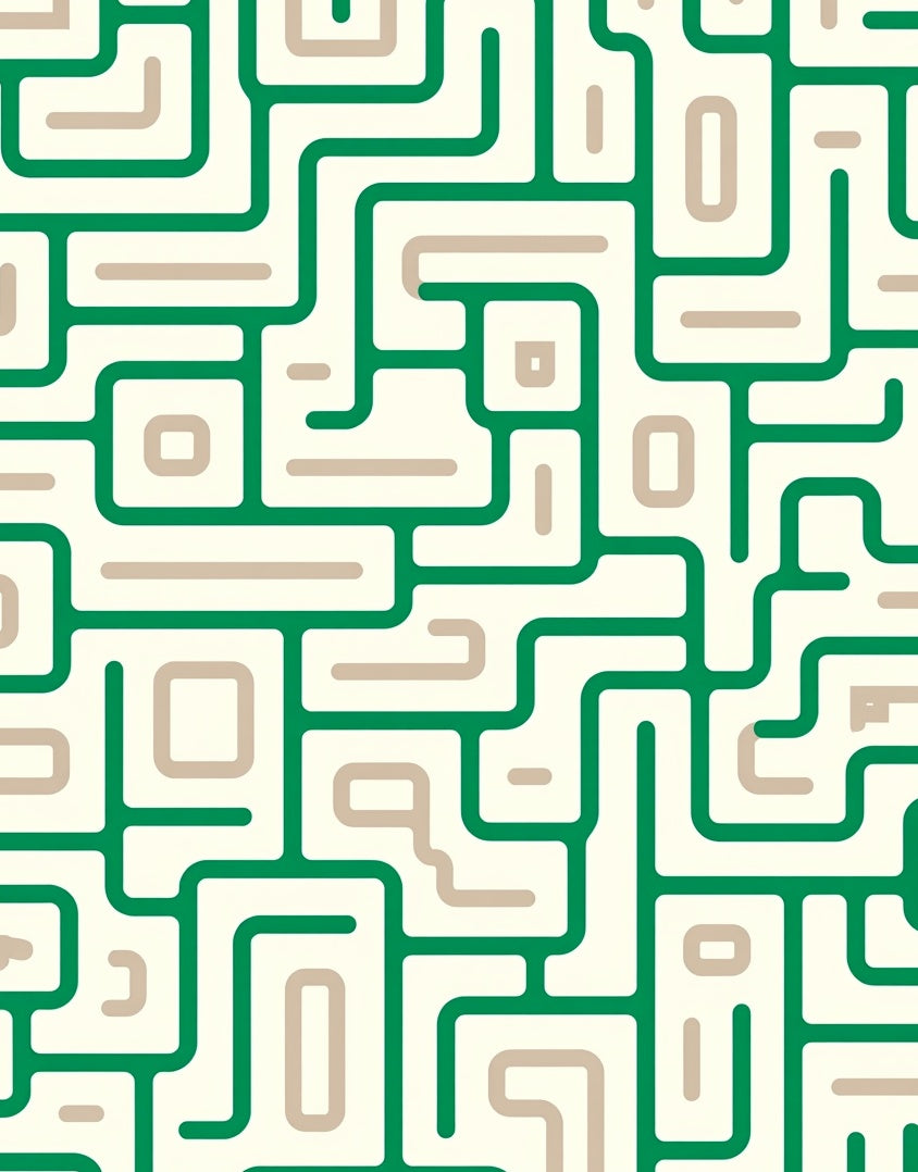Abstract Green Maze Geometric Rug