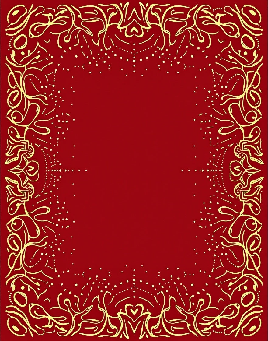 Crimson Gold Ornate Border Rug