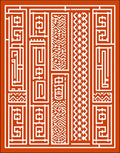 Red White Geometric Maze Panel Rug