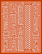 Red White Geometric Maze Panel Rug