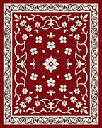 Crimson Ivory Floral Vine Medallion Rug