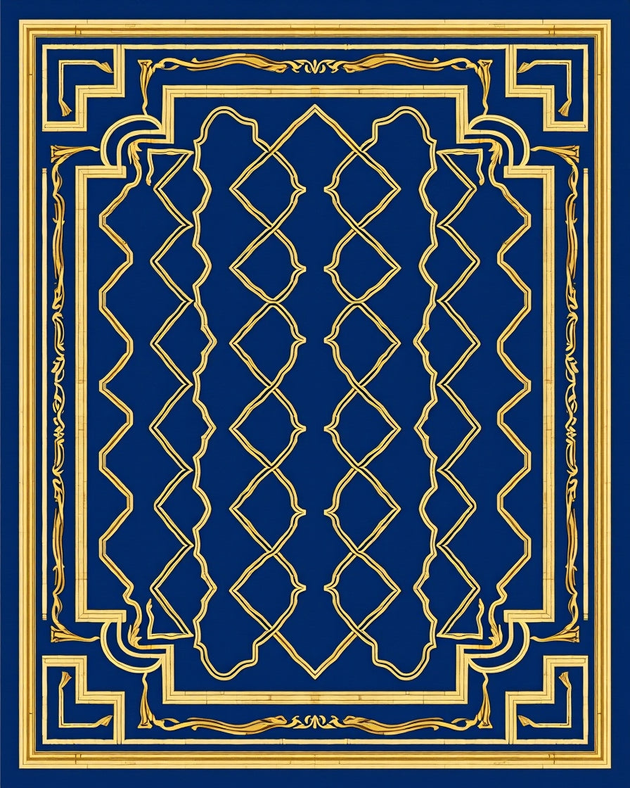 Regal Gold Lattice Royal Blue Rug