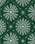 Forest Green White Starburst Lattice Runner Rug