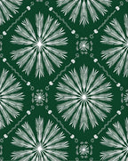 Forest Green White Starburst Lattice Runner Rug