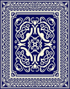 Navy Ivory Ornate Scrollwork Mandala Rug
