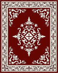 Rich Crimson Baroque Swirl Borders Rug
