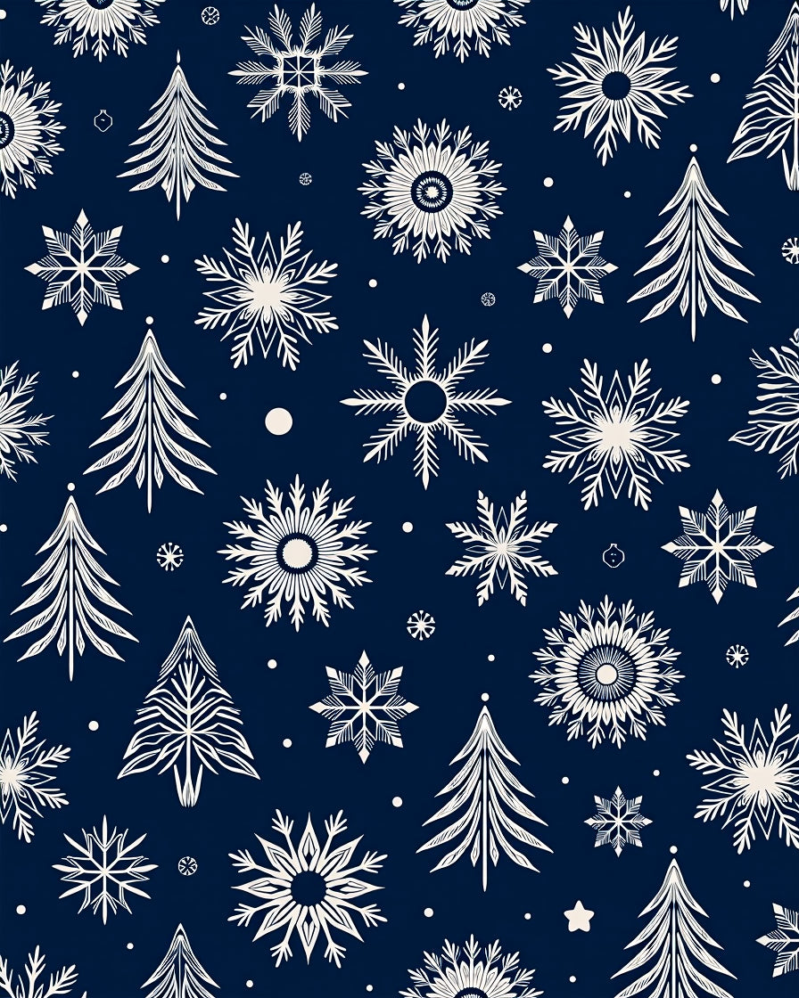 Snowflake Pine Forest Navy Rug