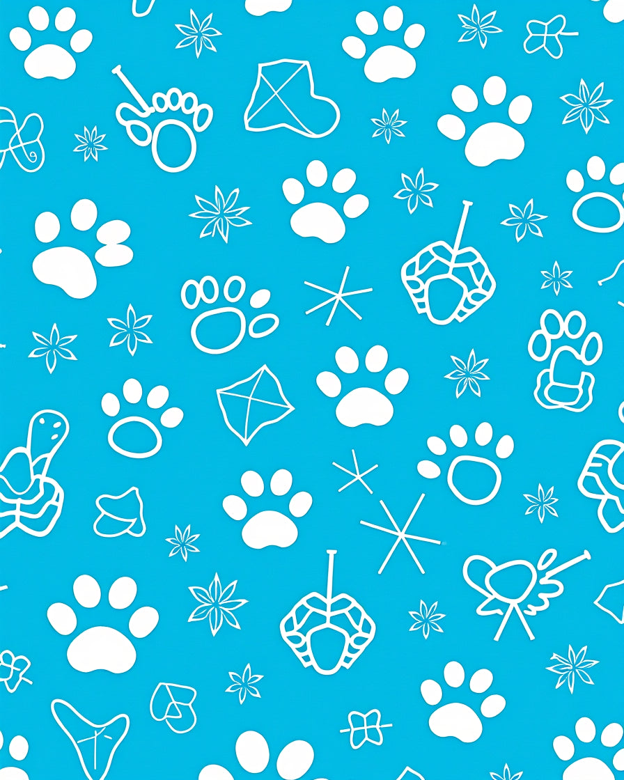 White Paw Prints Kite Stars Background Rug
