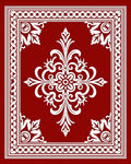 Crimson White Floral Medallion Border Rug