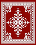 Crimson White Floral Medallion Border Rug