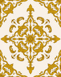 Golden Ornate Floral Medallion Rug