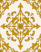Golden Ornate Floral Medallion Rug