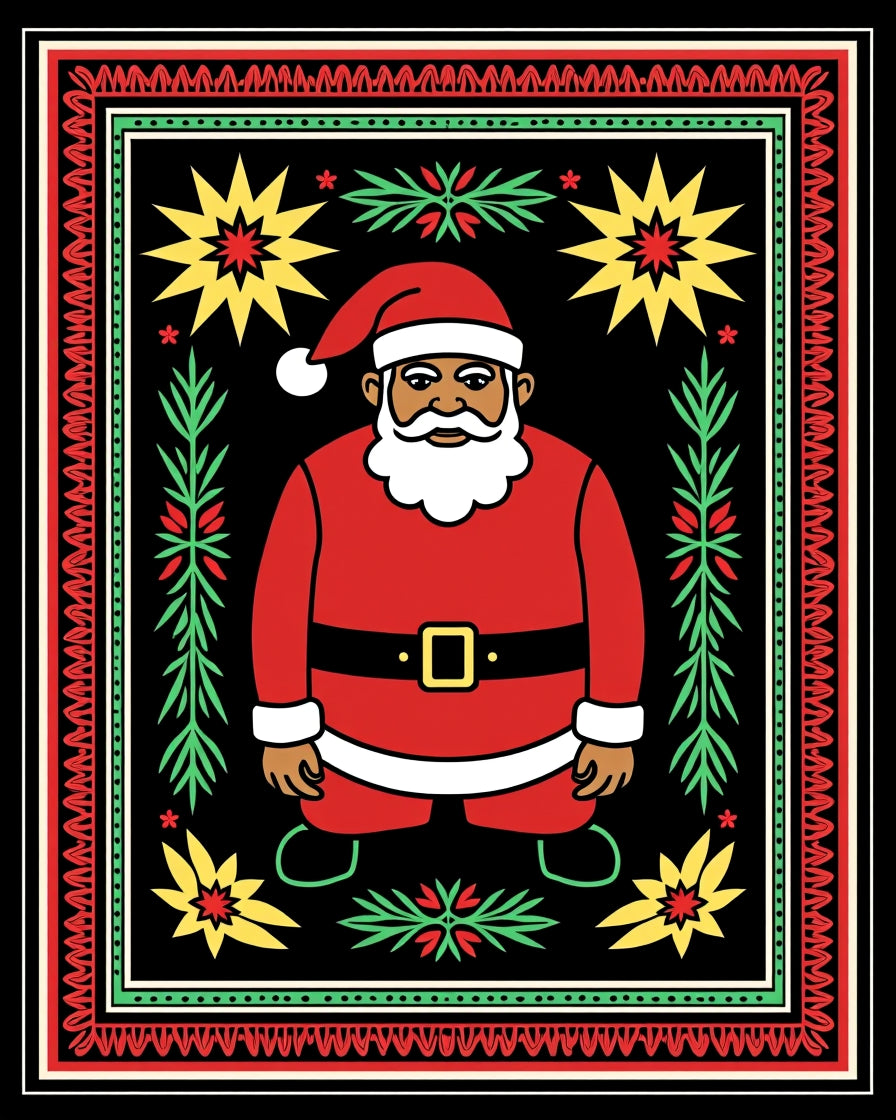 Whimsical Santa Claus Festive Folk Rug