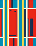 Bold Geometric Red Yellow Blue Stripes Rug