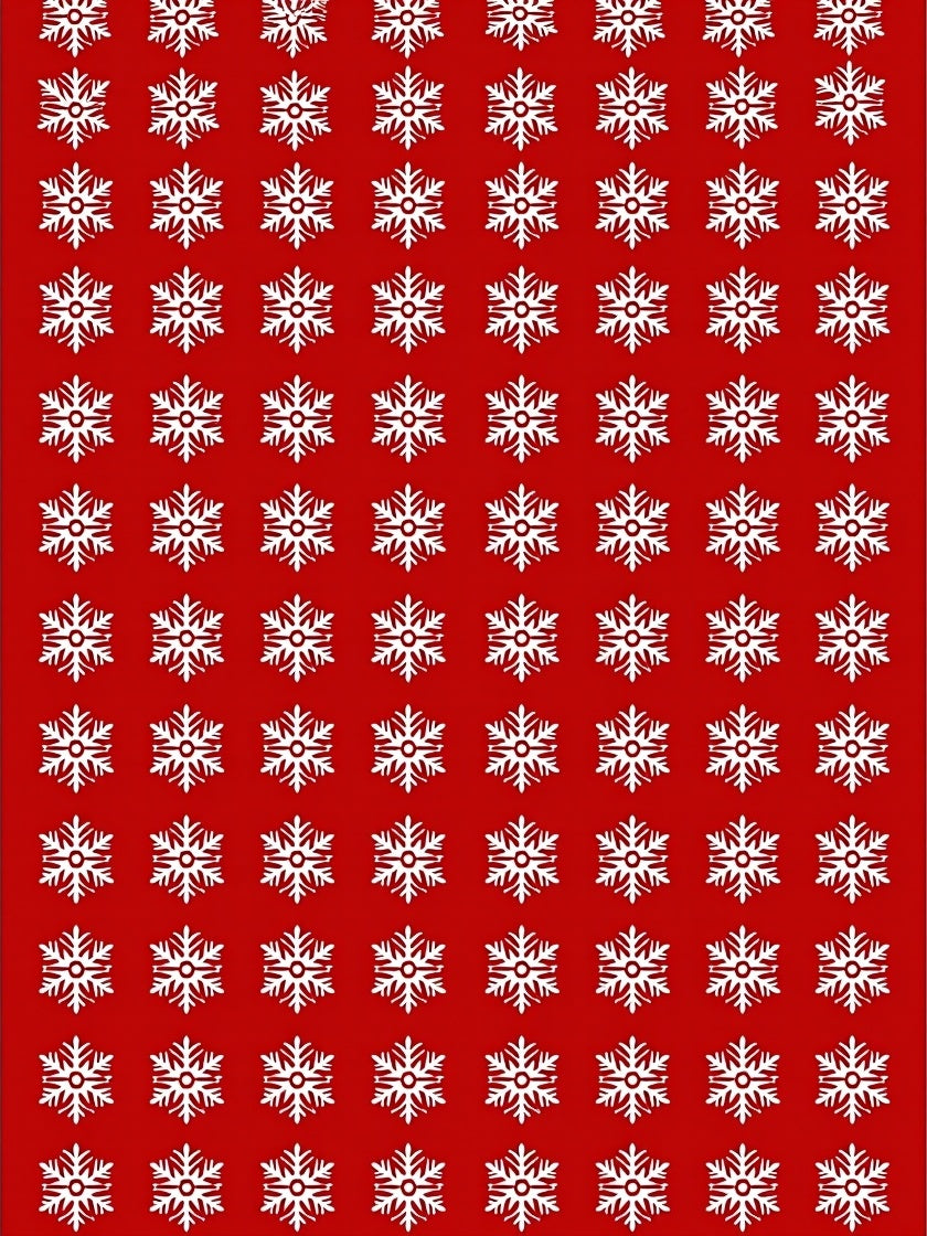 Classic White Snowflake Red Background Rug