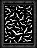 Black White Flying Bat Border Rug