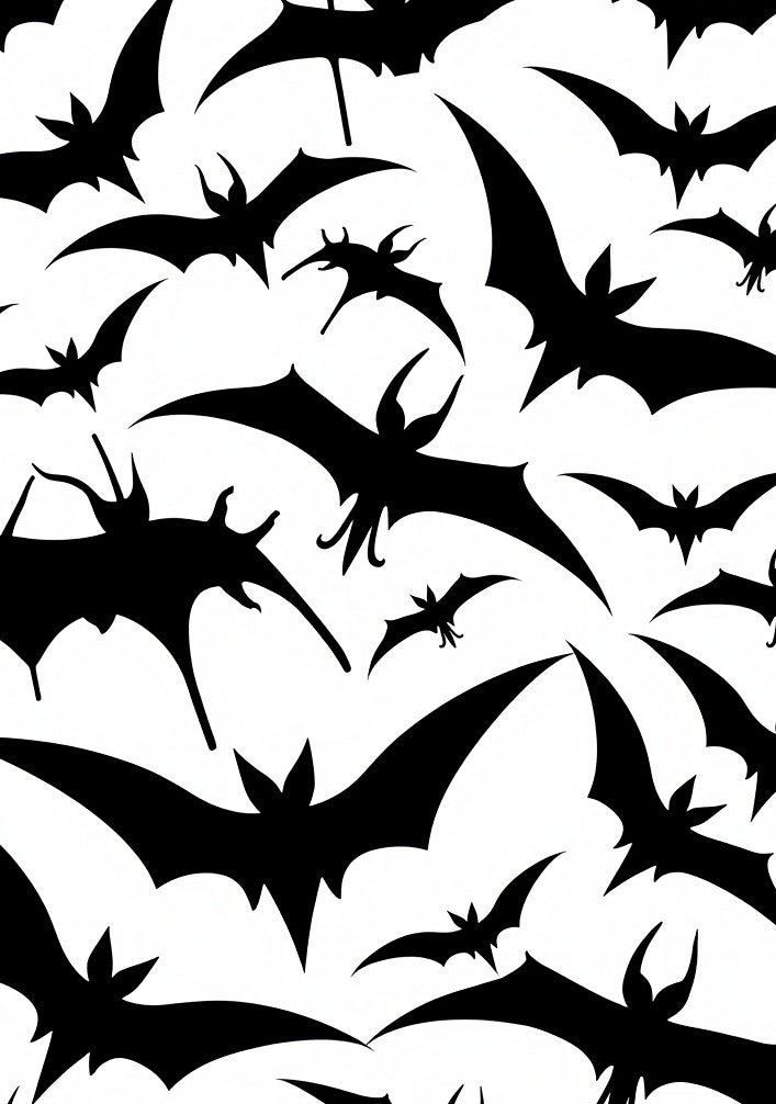 Black Flying Bats Silhouette Rug