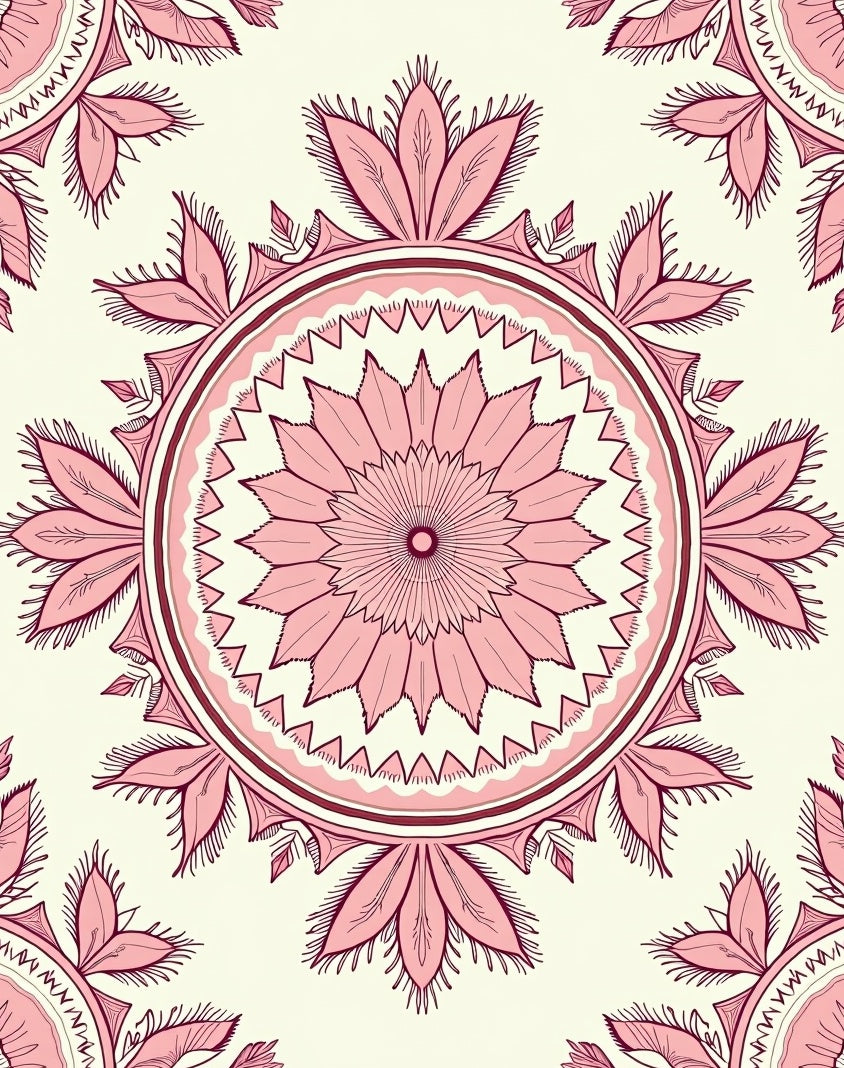 Pink Floral Mandala Repeating Rug